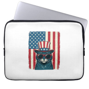 Capa Para Notebook Camisa de Gato Patriota com Estandarte Engravura V