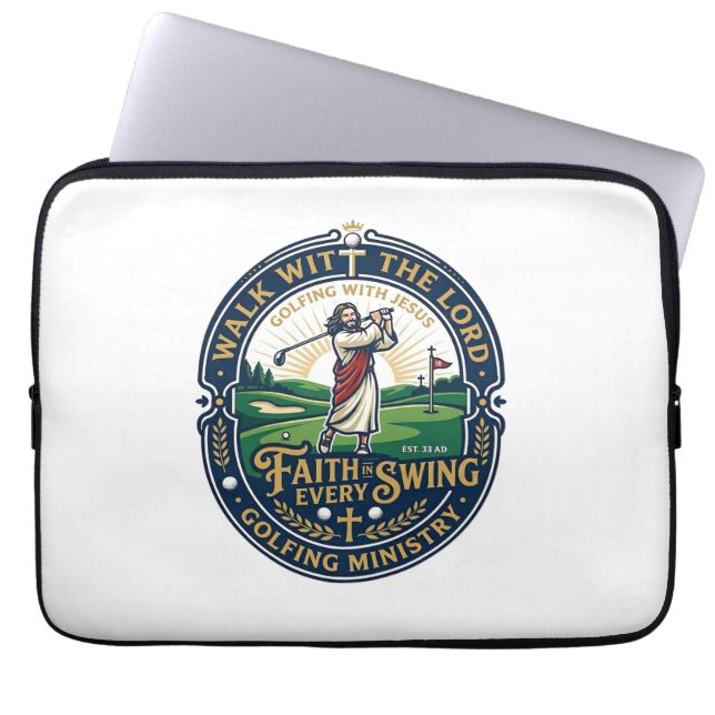 Capa Para Notebook Camisa de golfe de Jesus Design baseado na fé_1 (Frente)