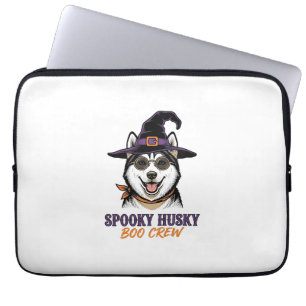 Capa Para Notebook Camisa de Husky de Halloween Bruxa Cachorro Gráfic