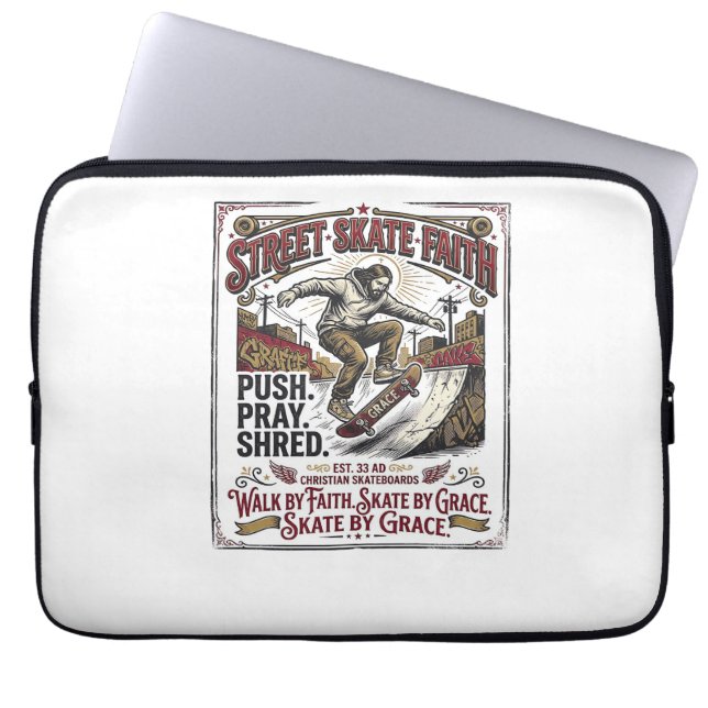 Capa Para Notebook Camisa de Jesus Skate Longboard Cristão (Frente)