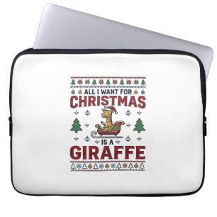 Capa Para Notebook Camisa de Natal Girafa Trenó Festa Divertida Des