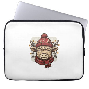 Capa Para Notebook Camisa de Natal Vintage com Vaca das Terras Altas