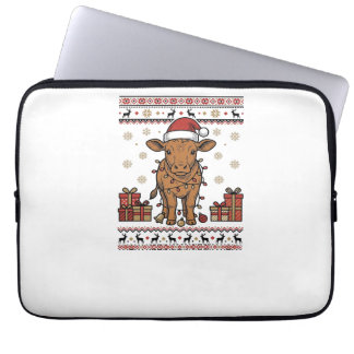 Capa Para Notebook Camisa de Natal Vintage Vaca Festa Vetorial Design