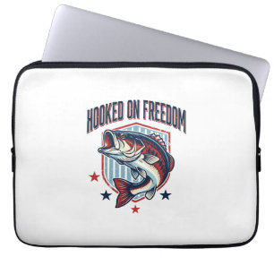 Capa Para Notebook Camisa de Pesca de Bass Vintage Hooked On Freedom 