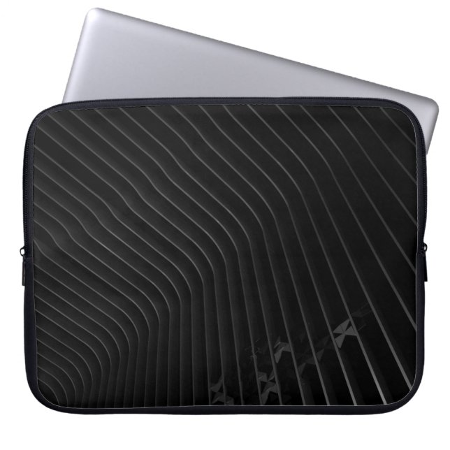 Capa Para Notebook Camisa de vestido branca e estriada preta (Frente)