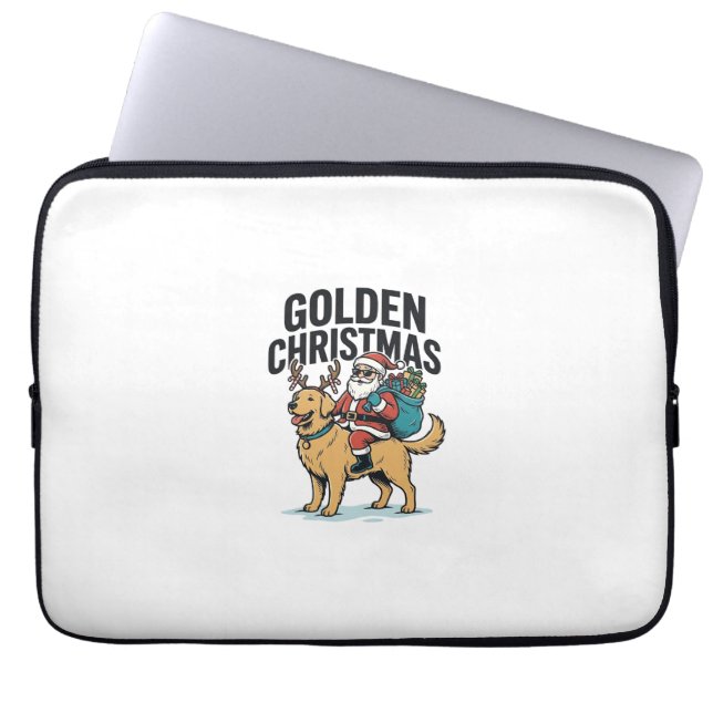 Capa Para Notebook Camisa Desi do Papai Noel de Natal Dourado Cavalga (Frente)