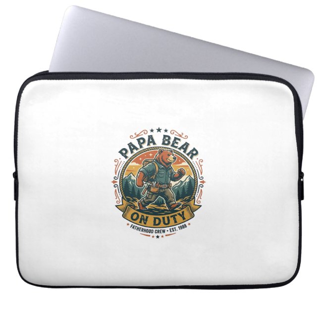 Capa Para Notebook Camisa do Dia dos Pais Papai Urso em Serviço Anima (Frente)