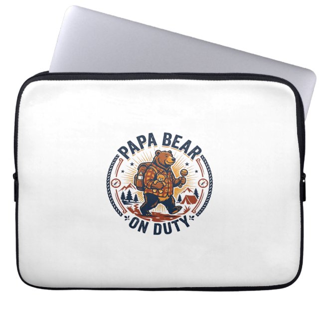 Capa Para Notebook Camisa do Dia dos Pais Papai Urso em Serviço Anima (Frente)