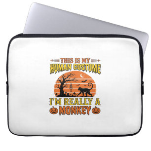 Capa Para Notebook Camisa engraçada de macaco humano no Halloween Des