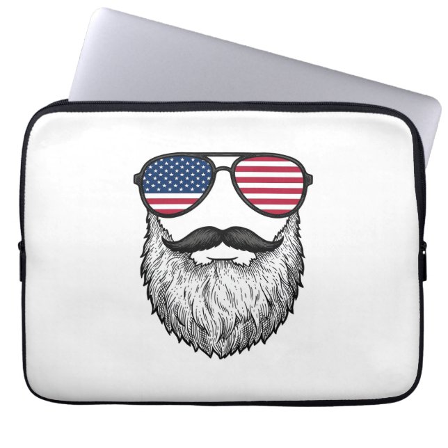 Capa Para Notebook Camisa Gráfica de Óculos de Sol com Barba Patrióti (Frente)