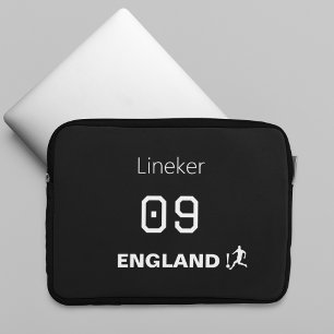 Capa Para Notebook Camisa Inglaterra Futebol Preta e Branca Nome Núme