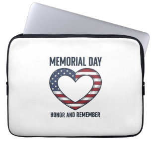 Capa Para Notebook Camisa Memorial Day Coração Honra e Lembrança Desi
