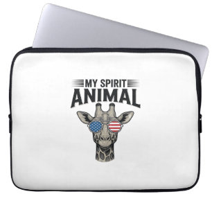Capa Para Notebook Camisa Patriótica Animal Espiritual Girafa Vintage