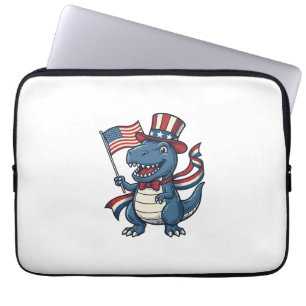 Capa Para Notebook Camisa Patriótica de Dinossauro Vintage Vector Des