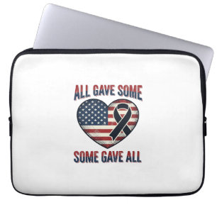 Capa Para Notebook Camisa Patriótica Memorial Heart Ribbon Veterano D