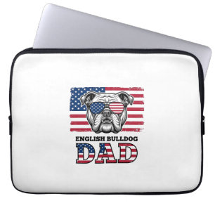 Capa Para Notebook Camisa Patriótica Vintage de Papai Bulldog Inglês 
