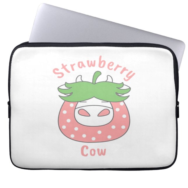 Capa Para Notebook Camisa-T clássica de morango rosa (Frente)