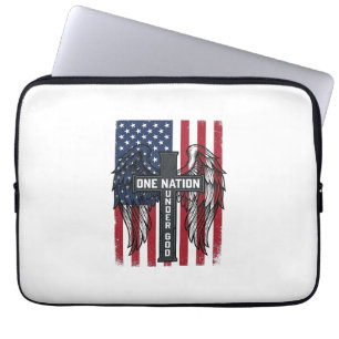 Capa Para Notebook Camisa Uma Nação Sob Deus Asas Cruz Patriótica_1