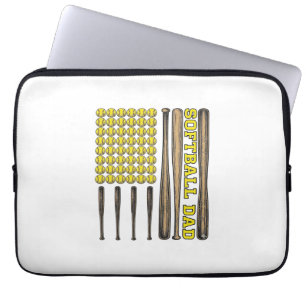 Capa Para Notebook Camisa Vetor de Softbol Pai Antigo Bastão e Bola D