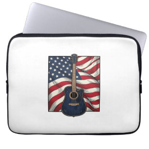 Capa Para Notebook Camisa Vetorial da Bandeira Patriótica da Guitarra