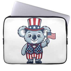 Capa Para Notebook Camisa Vetorial Koala Patriota Vintage Design_1