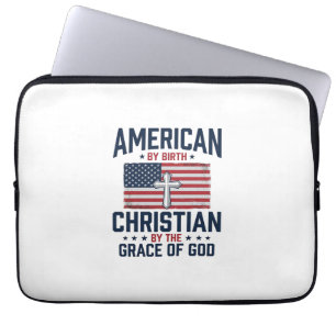 Capa Para Notebook Camisa Vintage com Cruz da Bandeira Cristã America