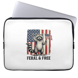 Capa Para Notebook Camisa Vintage de Guaxinim Patriótico Feral e Livr