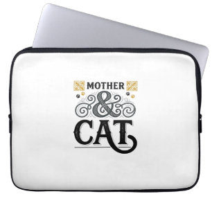 Capa Para Notebook Camisa Vintage Mãe Gato Design para Gatas Mães_1