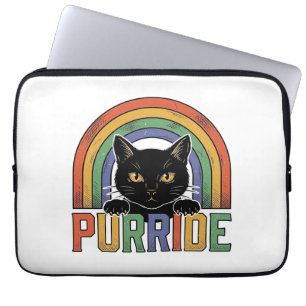 Capa Para Notebook Camisa Vintage Purride Gato Preto Arco-íris Design