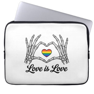 Capa Para Notebook Camiseta Amor É Amor Coração Arco-Íris Mãos de Esq