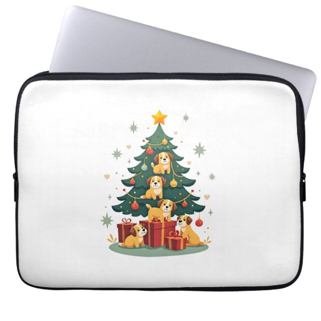 Capa Para Notebook Camiseta Árvore de Natal Cachorro Natal Cachorro X (Frente)