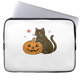 Capa Para Notebook Camiseta Clássica de Gatinho de Dia das Bruxas Spo