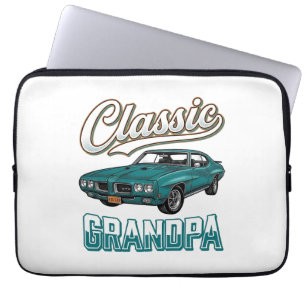 Capa Para Notebook Camiseta Clássica do Vô com Carro Antigo Design_1
