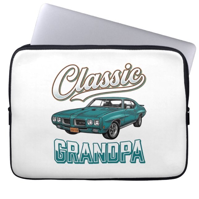 Capa Para Notebook Camiseta Clássica do Vô com Carro Antigo Design_1 (Frente)