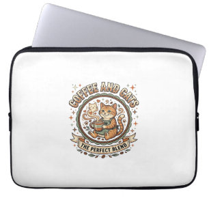 Capa Para Notebook Camiseta De Arte Vetorial Vintage Café E Gatos