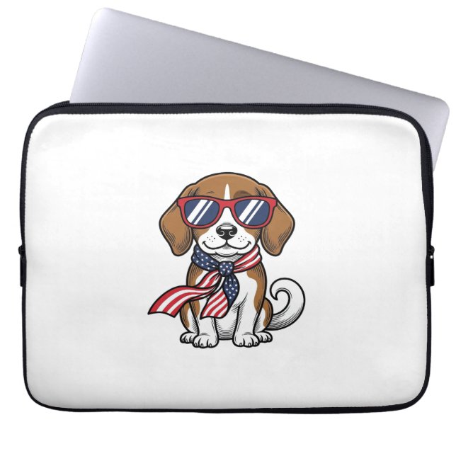 Capa Para Notebook Camiseta de Óculos de Sol de Cão Beagle Patriota V (Frente)