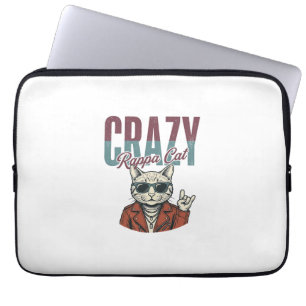 Capa Para Notebook Camiseta Desenho Vintage Crazy Rappa Cat_1