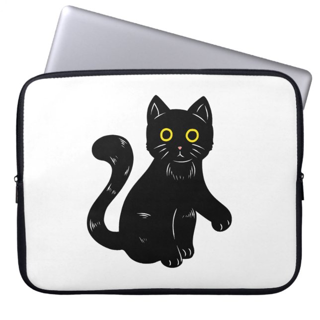 Capa Para Notebook Camiseta do Dia das Bruxas de Gato Negro (Frente)