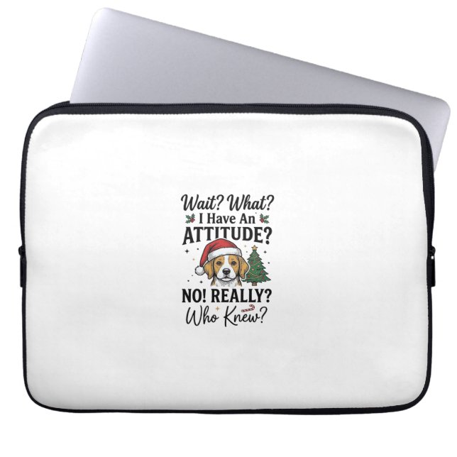Capa Para Notebook Camiseta Engraçada de Natal com Cão e Atitude Vint (Frente)