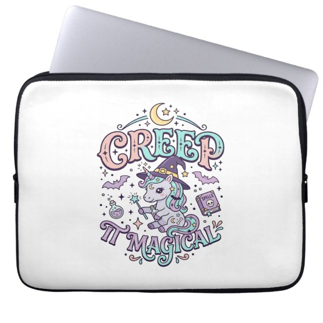 Capa Para Notebook Camiseta Estilo Retro Mágico de Unicórnio Assustad (Frente)