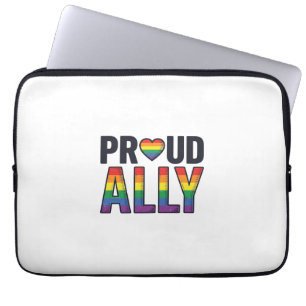 Capa Para Notebook Camiseta Orgulhosa Aliada Vintage Coração Arco-Íri