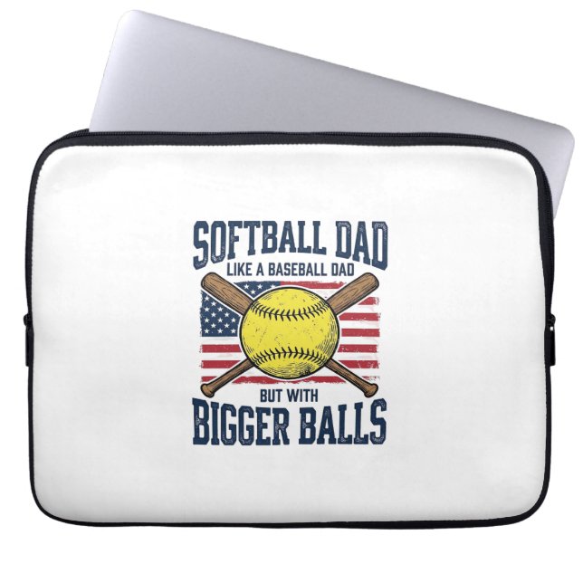 Capa Para Notebook Camiseta Pai de Softbol Antigo Bolas Maiores Desig (Frente)