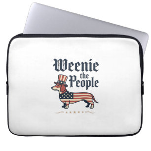 Capa Para Notebook Camiseta Patriótica de Dachshund Weenie the People