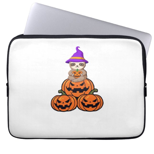 Capa Para Notebook Camiseta Premium de Preguiça de Halloween (Frente)