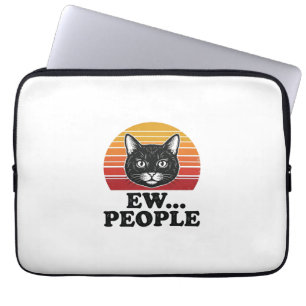 Capa Para Notebook Camiseta Retro Pôr do Sol Gente Chata Gato Preto E