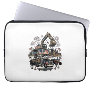 Capa Para Notebook Camiseta Vintage Veículos de Construção Patriótica