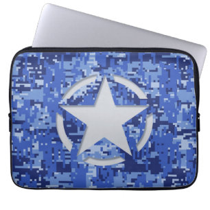 Capa Para Notebook Camo Azul Marinho Decal Gráfico Estêncil