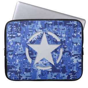 Capa Para Notebook Camo Azul Marinho Decal Gráfico Estêncil