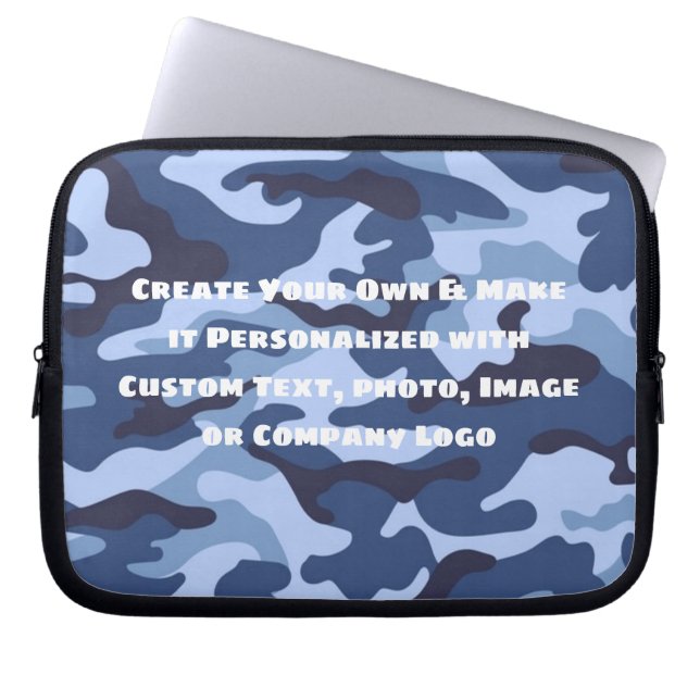 Capa Para Notebook Camo Azul Personalizado e Negro Personalizado (Frente)