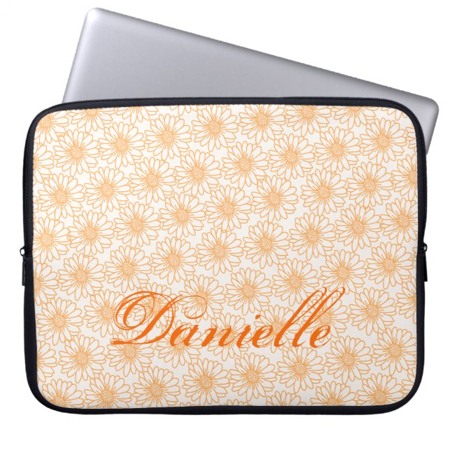 Capa Para Notebook Campo da barra de Laptop do Daisies, Laranja (Frente)